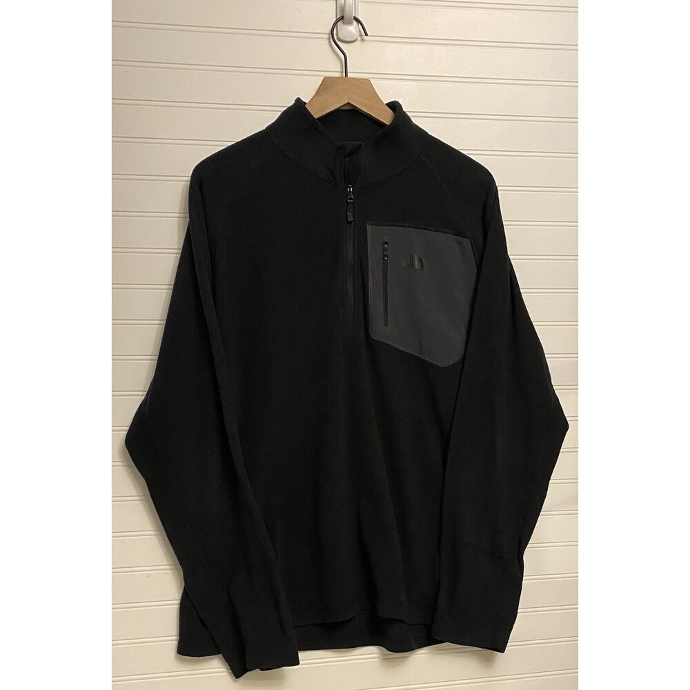 The North Face Mens XL 1/4 Zip Pullover Fleece Mock Neck Outdoor Black